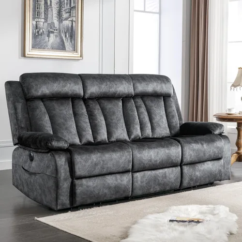 Miniatura 11 de GUEAPY Sofá reclinable con calor y masaje, sofá reclinable con mesa abatible, sofá reclinable de 3 plazas para sala de estar, asientos de cine