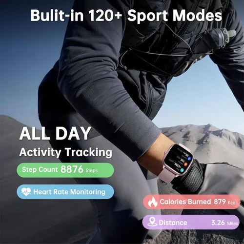 Miniatura 5 de JYUAJOI Reloj Inteligente de Salud y Fitness (Responder/Realizar Llamadas), Reloj Inteligente con Monitor de Frecuencia Cardíaca 24/7, Rastreador