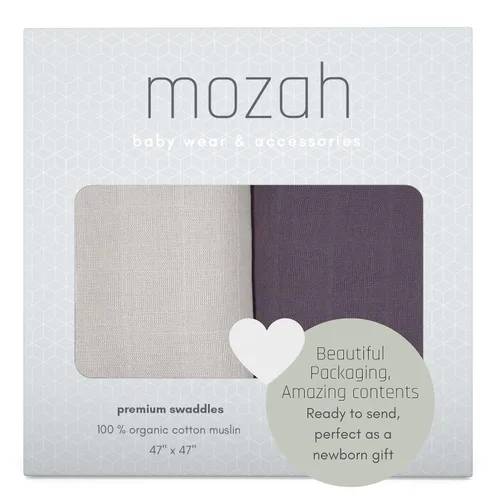 Miniatura 3 de MOZAH Mantas de muselina orgánica, 100 % algodón para niñas y niños, manta receptora, paquete de 2 mantas para envolver al bebé para guardería Malva