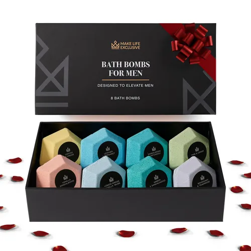 Miniatura 6 de Bombas de baño para hombres – 8 bombas de baño naturales grandes con forma de diamante Juego de baño de burbujas relajante y bolas de baño