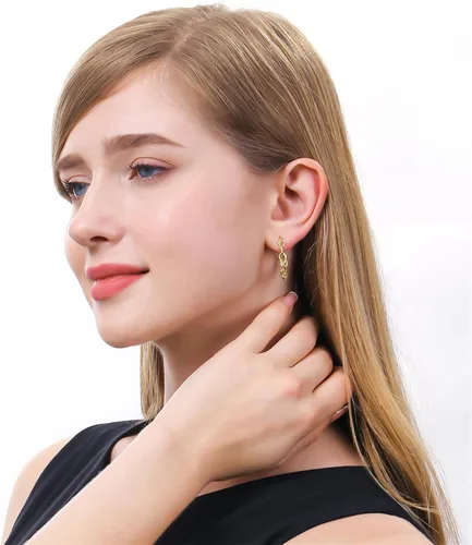 Miniatura 2 de Aretes de aro chapados en oro de 14 quilates para mujeres y niñas con poste de plata de ley 925 (aro cuadrado grueso grueso grande y pequeño)