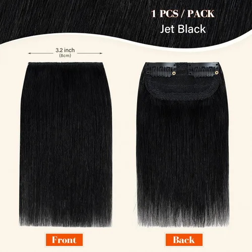 Miniatura 2 de S-noilite Extensiones de cabello corto con broches, 100% cabello humano real, 1 unidad, 2 clips, extensiones de cabello para mujer, añade volumen, 4