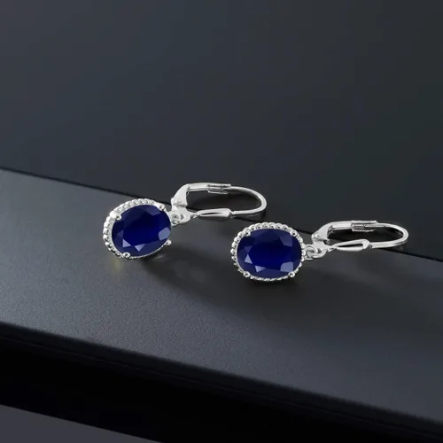 Miniatura 66 de Gem Stone King Aretes colgantes de gota para mujer, plata de ley 925, piedra natal ovalada de 0.354 x 0.276 in, joyería fina, regalos para ella