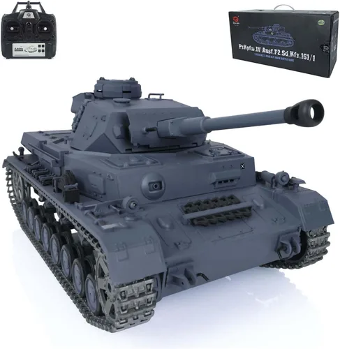 Heng Long US en stock, tanque RC 1/16 7.0 actualizado alemán Panzer Iv F2 RTR RC Tank 3859 pistas de metal Torreta giratoria de 340° generador de