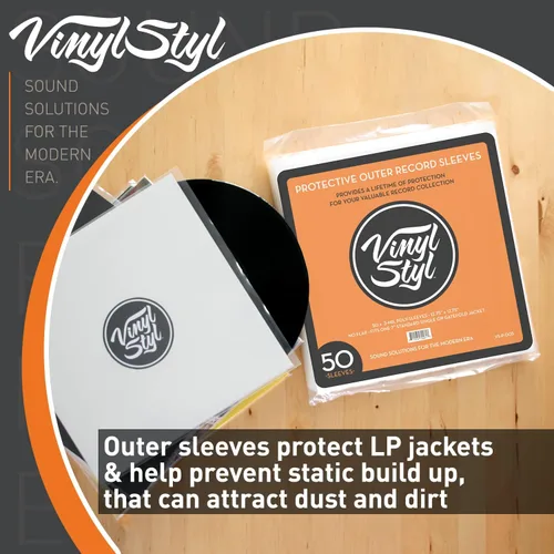 Miniatura 6 de Vinyl Styl Fundas exteriores protectoras de disco de vinilo de 12 pulgadas, parte superior abierta, 50 unidades (transparente)