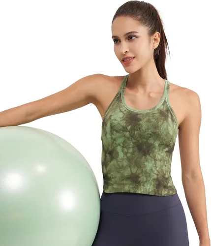 Miniatura 120 de sphinx cat - Camiseta corta de entrenamiento para mujer, camiseta sin mangas, acanalada, con espalda cruzada y brasier integrado
