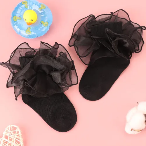 Miniatura 6 de BQUBO - Calcetines de encaje con ojales y volantes, calcetines de encaje para recién nacidobebéniños pequeñosniños pequeños con volantes de verano