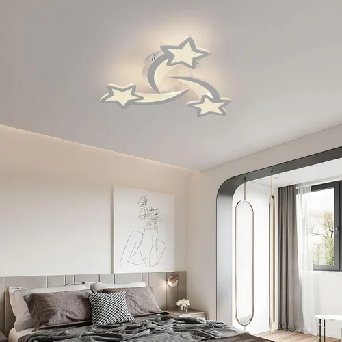 Miniatura 9 de Goeco Lámpara de techo Kidsroom, 3 modos de luz (3000 K/4500 K/6000 K) acrílico blanco cerca del techo, lámpara de techo de dibujos animados