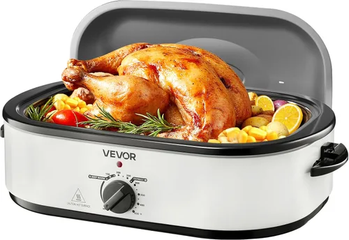 Miniatura 15 de VEVOR Horno tostador, bandeja eléctrica de tostado de 20QT, horno de pavo de cocción rápida con temperatura ajustable de 150-450℉, horno de pavo