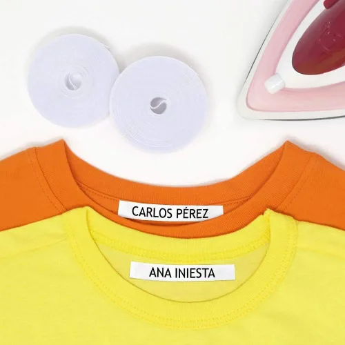 Etiquetas de nombre para planchar para la ropa: etiquetas de tela personalizables, seguras para uniformes escolares de niños, ropa de bebé (paquete