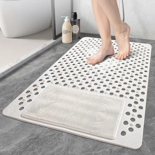 Miniatura 8 de Alfombrilla de ducha antideslizante: 35.4 x 23.6 pulgadas, alfombrillas de ducha grandes de PVC para ducha interior - Limpiador de pies de ducha