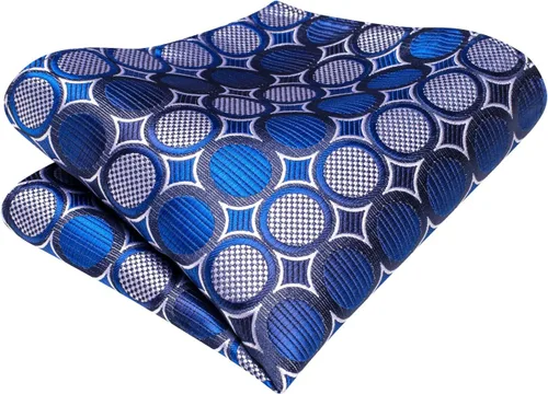 Miniatura 61 de Hi-Tie Corbatas de seda para hombre, diseño de cachemira a rayas, con bolsillo, gemelos cuadrados, conjunto formal de negocios