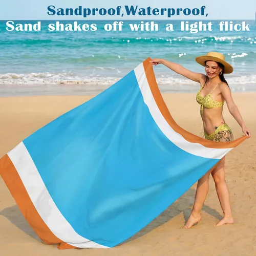 Miniatura 80 de Famstar Beach Blanket Oversized Extra Large 78"X81"/10'X9',Waterproof Sandproof Beach Blanket 2-8 Adults Lightweight Durable for Travel Camping
