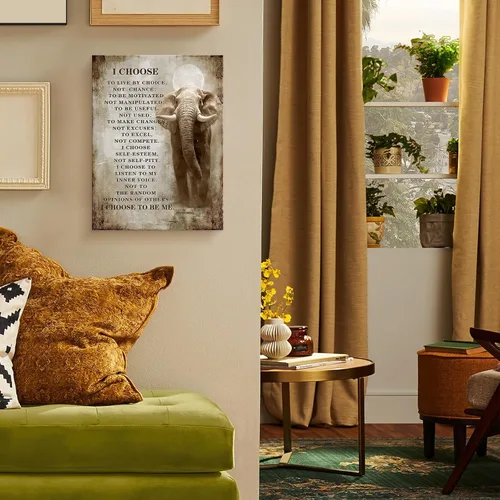 Miniatura 3 de Luslya Lienzo de elefante cristiano para pared, imagen motivacional de elefante, decoración de pared enmarcada, citas inspiradoras, pósteres