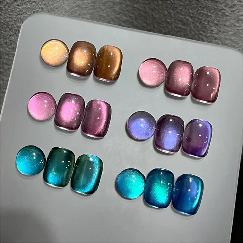GAOY Juego de esmaltes de uñas de gel con purpurina de ojo de gato con imán y galaxia colorida para ojos de gato holográficos, manicura de gel de