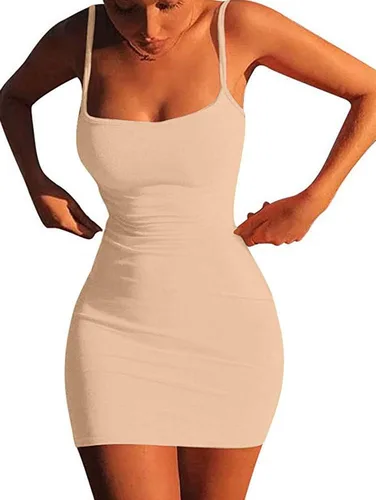 Miniatura 3 de LCNBA Sexy Spaghetti Strap Tank Dress Basic Backless Bodycon Club Party Mini Dress
