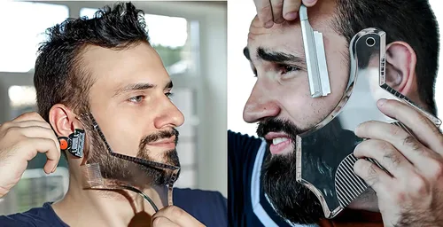 Miniatura 6 de Herramienta para moldear la barba para hombre con peine incorporado, plantilla transparente, plantillas de peine de peinado para patillas de bigote