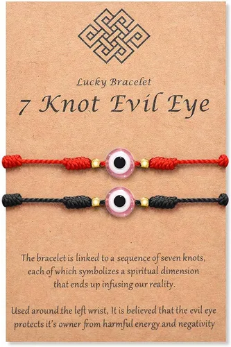 Miniatura 16 de Pulsera de 7 nudos contra el mal de ojo para mujeres, hombres y bebés, cuerda roja negra rosa, protección contra el mal de ojo, buena suerte, regalo