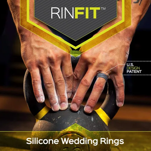 Miniatura 7 de Rinfit Anillos de silicona para mujeres y hombres, juegos de anillos de boda de silicona para él y ella, anillos de boda de goma de diseño