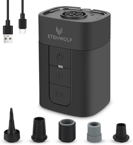 ETENWOLF AIR 5 PRO MAX Bomba de aire para inflables, bomba de aire eléctrica portátil con batería de 10400 mAh, inflador rápido 4 veces y