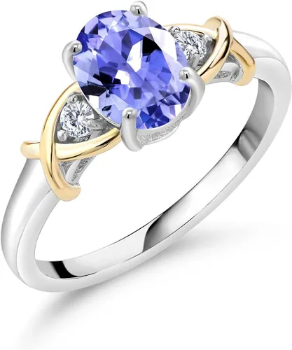 Miniatura 42 de Anillo de compromiso de oro amarillo de 10 quilates y plata 925 con piedra natal y diamantes cultivados en laboratorio para mujer, ovalado de 0.315