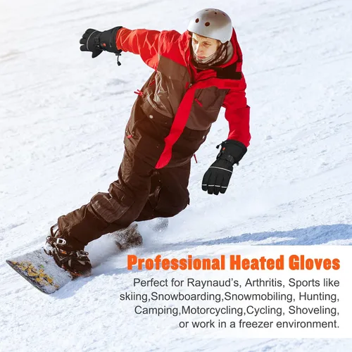 Miniatura 7 de Guantes térmicos eléctricos con pantalla táctil, guantes de calefacción de batería recargables de 7.4 V 2200 mAh para hombres y mujeres, 3 niveles