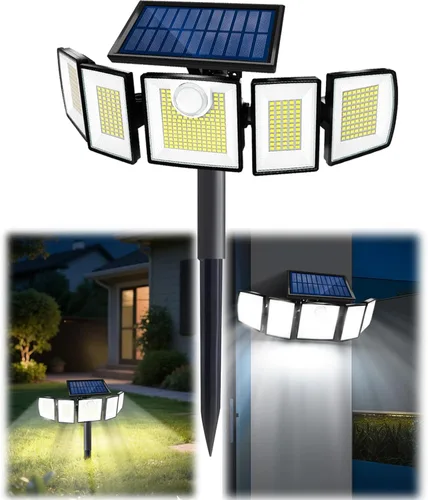 Miniatura 13 de MDCMDCM Luces solares para exteriores, sensor de movimiento impermeable, 416 LED, 3000 lúmenes, súper brillante, 3 brillo; 3 modos, iluminación