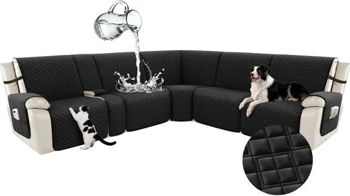 Miniatura 68 de Arfntevss Fundas para sofá seccional reclinable para sofá seccional en forma de L, funda antideslizante lavable para sofá reclinable con forma de L
