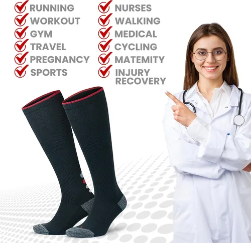Miniatura 9 de GoWith Compression Socks for Men & Women, Cushioned 20-30 mmHg Graduated Compression Running Socks, Athletic Knee High Socks