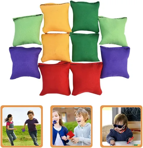 Miniatura 8 de Toyvian 10 bolsas de frijoles de nailon para lanzar pufs, divertidos deportes al aire libre, juegos familiares para juegos de lanzamiento de manos