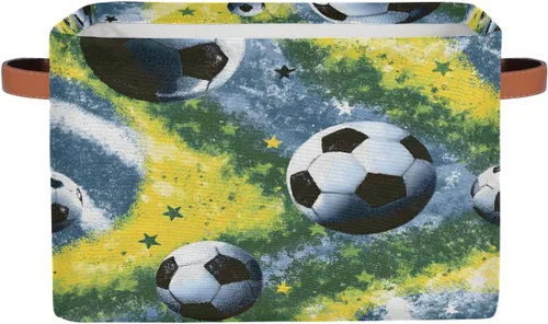 Miniatura 28 de Cesta de almacenamiento pequeña con asas para niños, juguetes de baloncesto, pelota deportiva, cubos de almacenamiento plegables de tela, cesta