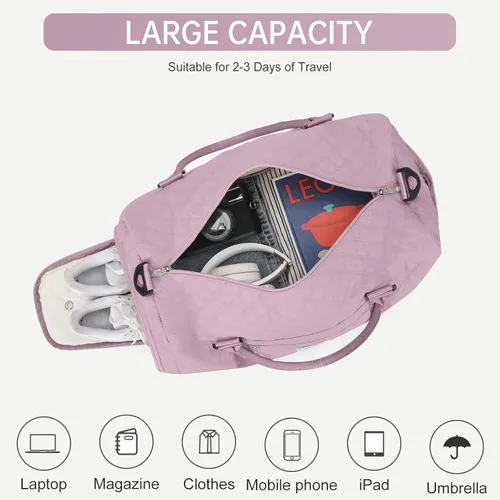 Miniatura 3 de Bolsa de viaje de fin de semana para mujeres y hombres, bolsa de transporte para la noche, bolsa de hospital, bolsa de gimnasio con compartimento