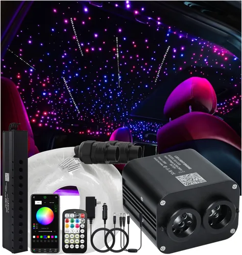 Miniatura 16 de Twinkle Starlight Headliner Light,16W 400pcs 6.5ft LED Star Kit de luz de fibra óptica de techo APP/Control remoto para coche/hogar/fiesta