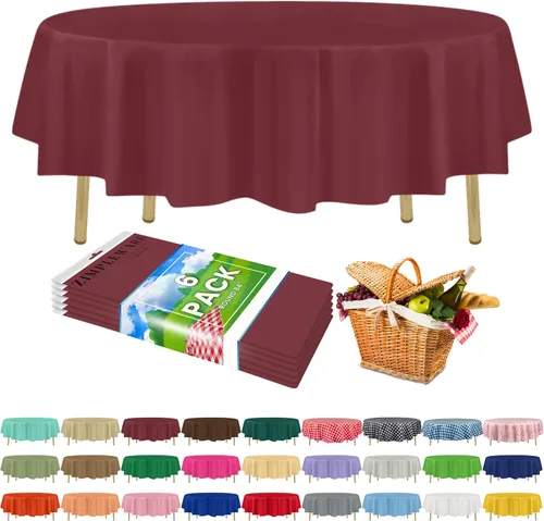 Miniatura 114 de Zimpleware - Mantel redondo de plástico para fiestas de 213 cm (84 pulgadas) de diámetro (paquete de 1, 6 y 12 unidades)