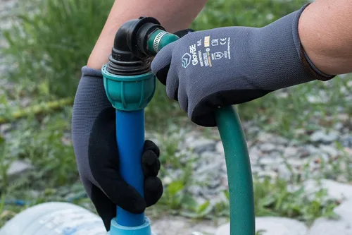 Miniatura 4 de 12 pares de guantes de trabajo de nailon, revestimiento antideslizante de microespuma de nitrilo en la palma de la mano, tacto inteligente, gris