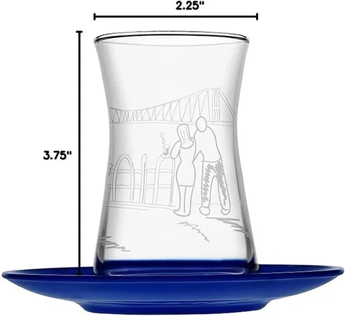 Miniatura 10 de Tazas y platillos turcos, 12 piezas, auténticos vasos de té turco de cintura delgada, juego de té tradicional perfecto para fiesta de té árabe