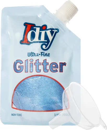 Miniatura 11 de iDIY - Brillantina ultra fina azul aguamarina (3.5 onzas), purpurina extrafina con bolsa de boquilla fácil de verter y embudo para resina, slime