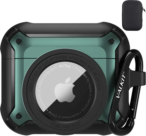 Miniatura 26 de Valkit Funda protectora resistente 2 en 1 para Airpods, a prueba de golpes, funda de Air Pod 2 para hombres y mujeres, con llavero para iPod Skin
