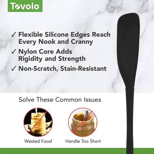 Miniatura 3 de Tovolo Espátula de silicona para tarros de mango largo, herramienta de raspado de goma para batidoras de tarros de mermelada de mantequilla de maní