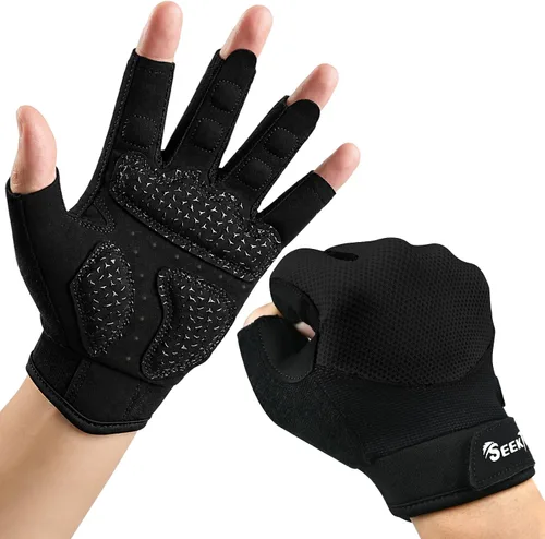 Seektop Guantes de entrenamiento transpirables para mujeres y hombres, guantes gruesos acolchados para levantamiento de pesas, protección completa
