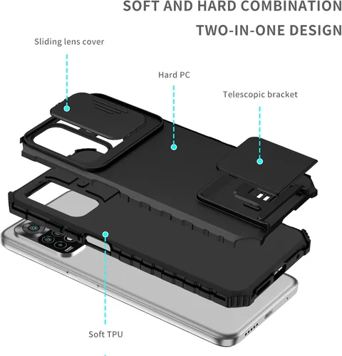 Miniatura 2 de Funda compatible con Xiaomi Redmi Note 12 Pro 4G Dimensional Soporte Ventana Deslizante Teléfono Móvil Funda Protectora a Prueba de Golpes Funda