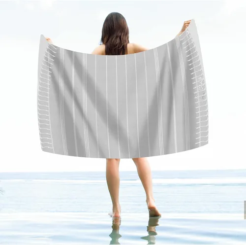 Miniatura 6 de Toallas de playa de algodón personalizadas con borlas para adultos, de gran tamaño, 39 x 70 pulgadas, toalla de playa turca personalizada con nombre