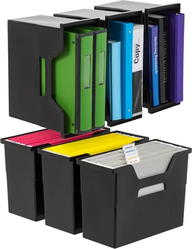 Miniatura 12 de IRIS Contenedor de plástico para libros de Estados Unidos, paquete de 8, caja de contenedor de conexión vertical para oficina, dormitorio, estudio
