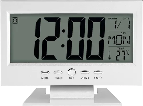 Reloj digital, relojes para dormitorios, reloj digital de temperatura, cargador USB con sensor de sonido digital LCD, reloj despertador de