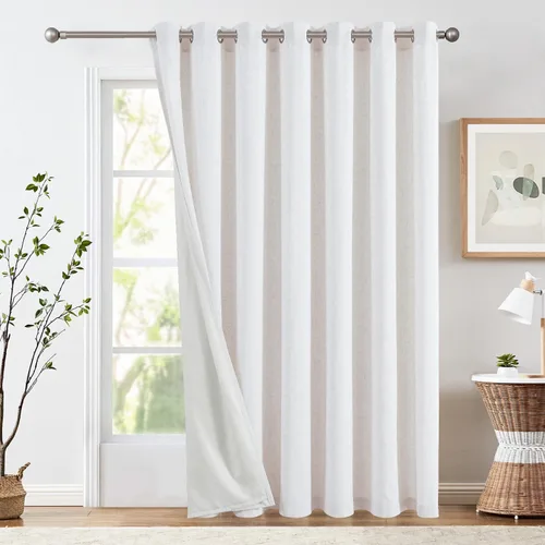 Miniatura 12 de jinchan Cortinas de 108 pulgadas Mezcla de Lino de Lino Semi Transparentes Filtrado de Luz y Resplandor Cortinas Extra Largas para Sala de Estar