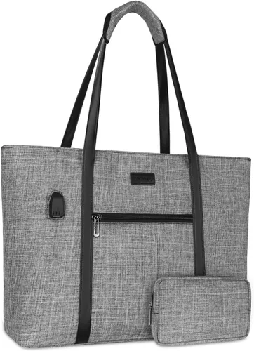 Miniatura 7 de MOSISO Bolsa Tote para Laptop con Puerto USB para Mujeres, Compatible con MacBook, Portátil de 17-17.3 pulgadas y Chromebook, Bolsa de Computadora