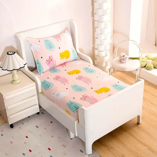 Miniatura 7 de Juego de 2 sábanas bajeras y fundas de almohada suaves para cama con bonitos patrones de cachorros, sábanas estampadas con patrón de perritos para 2