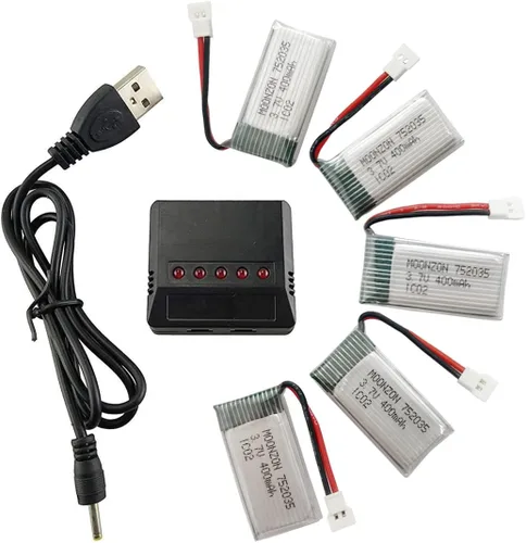 Batería de litio de 5 piezas 3.7 V 400 mAh con cargador 5 en 1 para Syma Q11 H99W JJRC H31 H6C H98 TR-C385 TR-F22 TR-P51 Quadcopter Piezas de