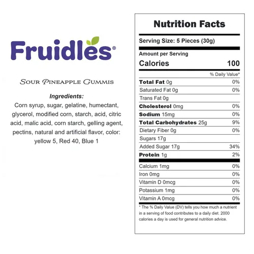 Miniatura 2 de Fruidles Gomitas de piña ácida, gomitas deliciosas con sabores de frutas (2.2 libras)