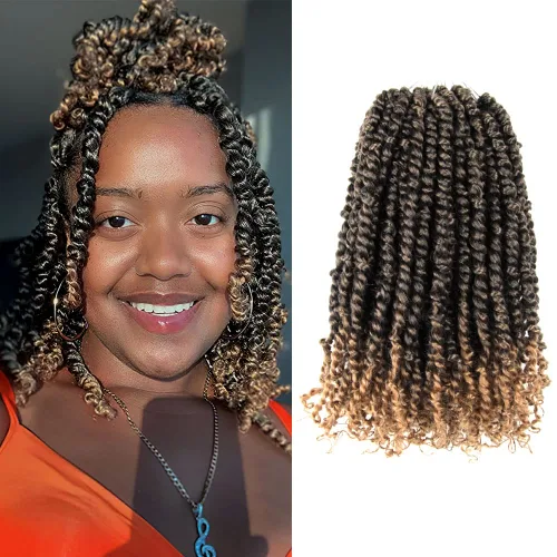 Miniatura 88 de BOHOBABE Cabello de Ganchillo Pre-retorcido Passion Twist de 14 Pulgadas Cabello Corto Ombré Gris Pre-enrollado de Ganchillo Passion Twist para Gris